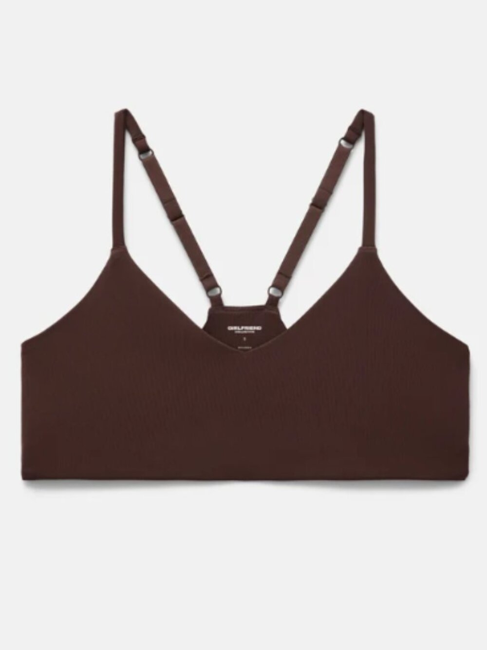 Girlfriend Collective Clove V Neck Bralette Sports Bra Racerback Brown Sz Small